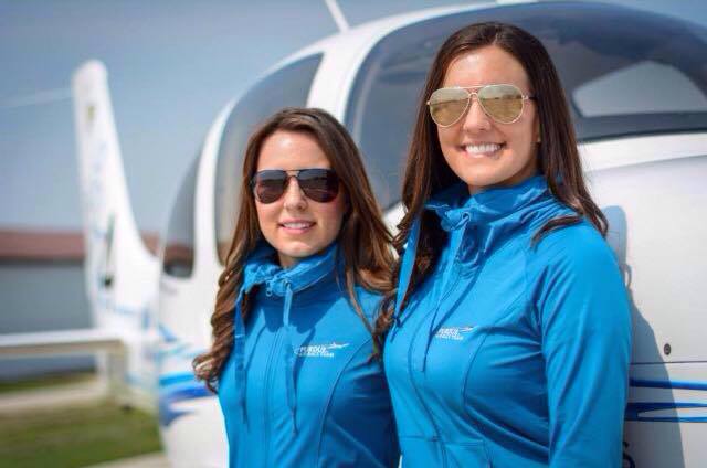 Co-pilot Molly Van Scoy and Captain Natalie Butler, Purdue's 2015 Air Race Classic flight team.
