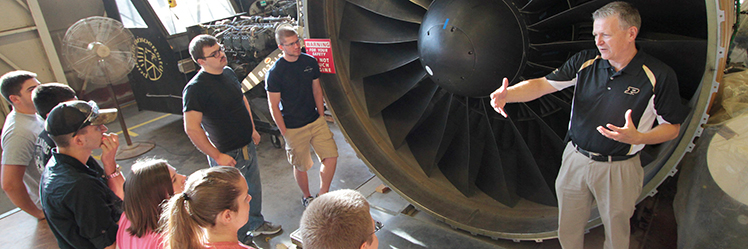 Aviation Technology students learn about turbine engines.