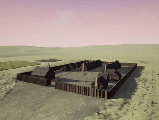 CGT students' rendering of the original Fort Ouiatenon