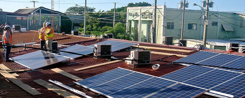 Students installed 20 solar panels as part of their Nicaragua proejct. (Courtesy photo)