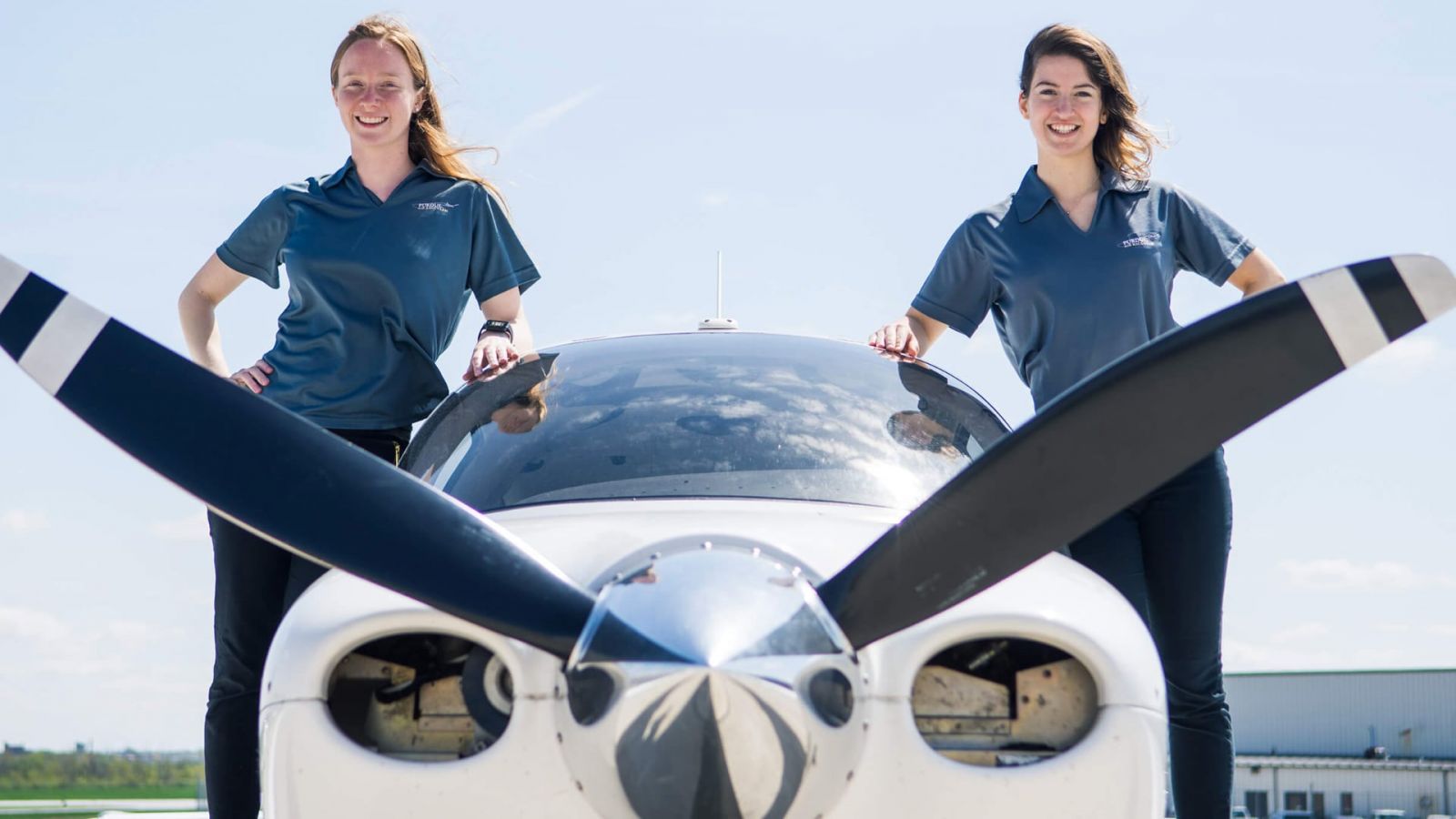 Pilot Tiffany Imhoff and co-pilot Nina Bouthier, both Professional Flight program majors at Purdue, will be representing the university among the field of teams in this year’s Air Race Classic. (Purdue University photo/ Christopher Konecnik)