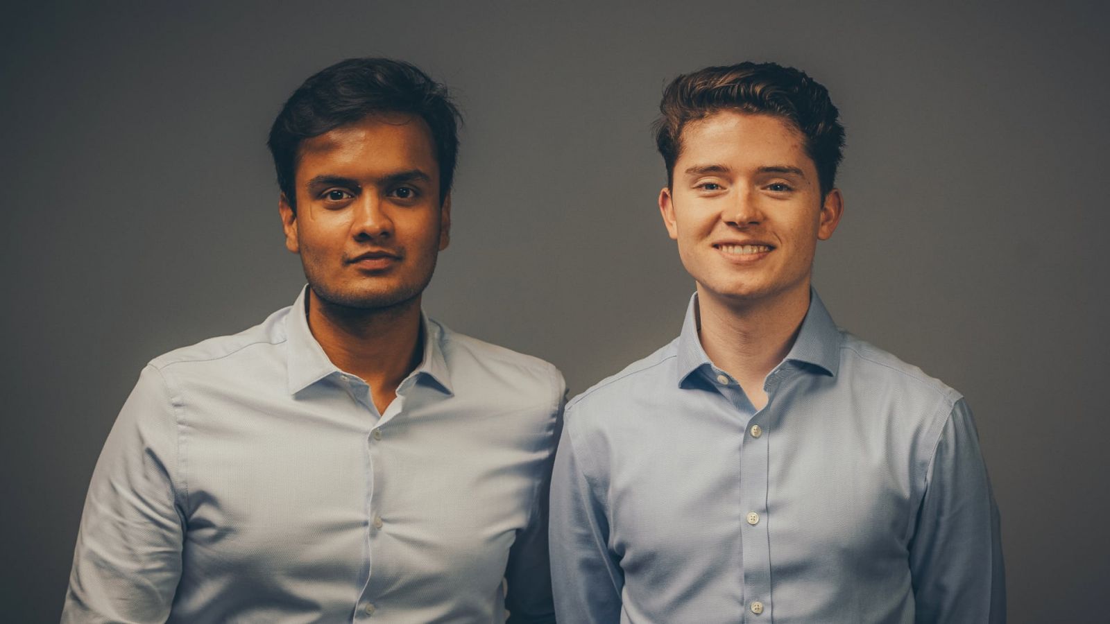 Nishant Jain (left), an electrical engineering technology graduate from the Purdue Polytechnic Institute and Thibault Corens, who earned a double major from the Polytechnic Institute in mechanical engineering technology and manufacturing engineering technology, are co-founders of Presso Inc., a kiosk garment cleaning device that takes only three to seven minutes to clean clothes through a combination of steam, a cleaning liquid and air drying. (Photo provided)