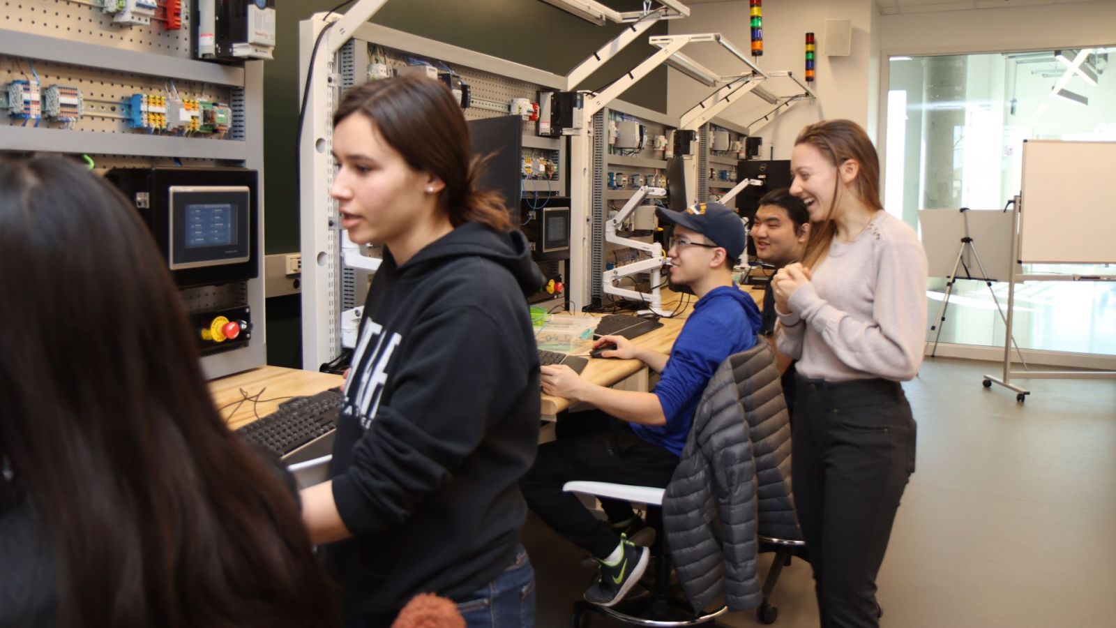 Students work in the Industrial IoT lab. (Purdue University photo/John O'Malley)